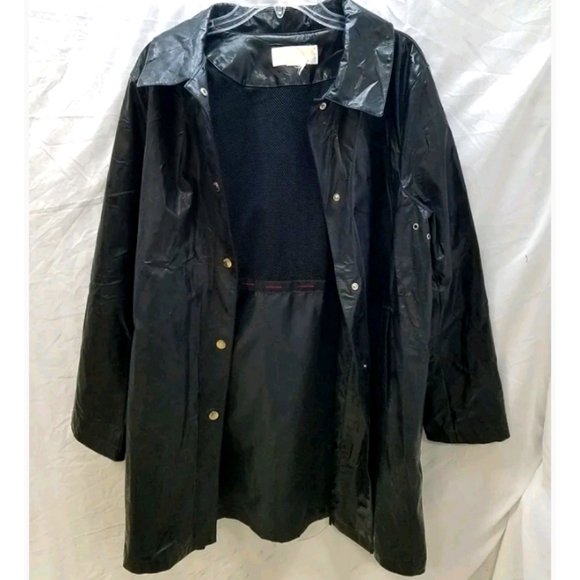 MICHAEL Michael Kors Jackets & Blazers - Michael Kors PVC Women's Black Rain Coat jacket Small red stitching button down